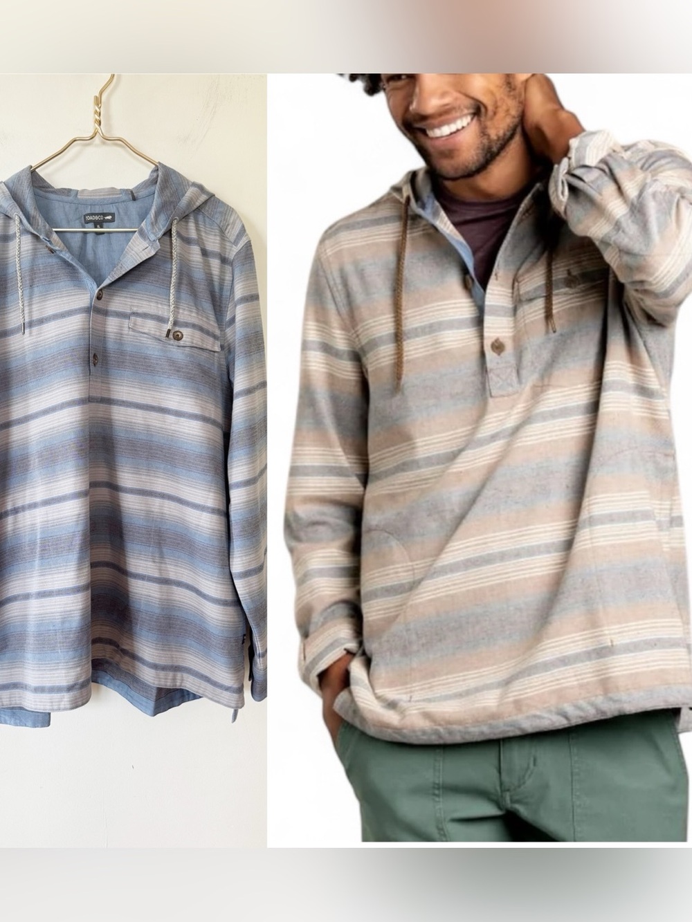 Toad&Co Blue Striped Baja Barrel
House Hoodie Pullover Shacket XL